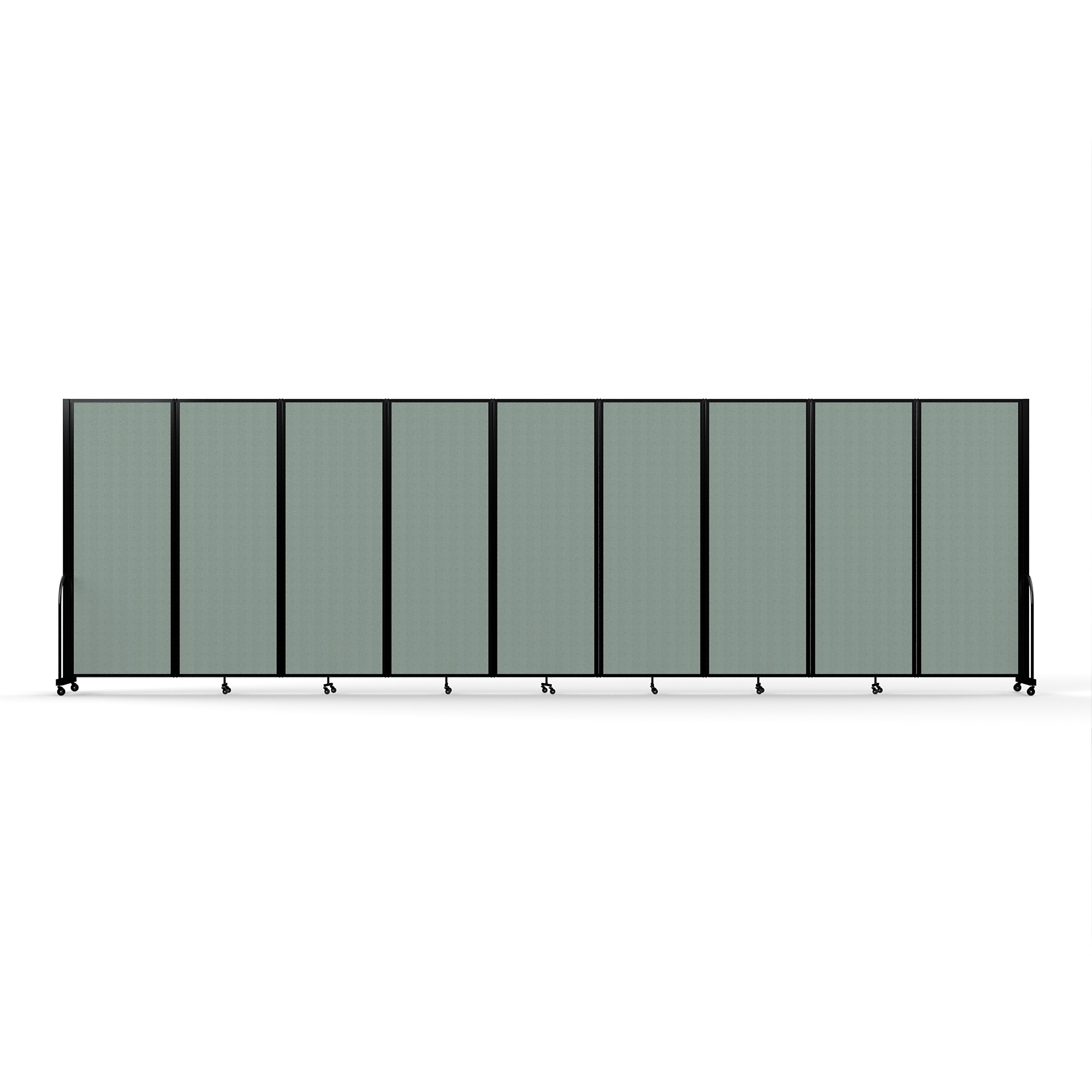 Screenflex Full Motion Divider — 7ft. 6in. x 25ft. 1in., Black Frame, Sea Green, Model# FSH-769-B-EN